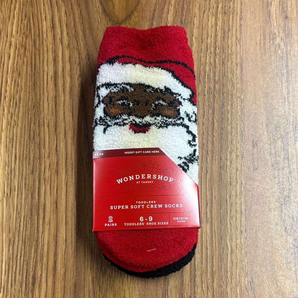 5/$10 Toddler Wondershop Festive Santa Crew Socks - Red, Black, White
